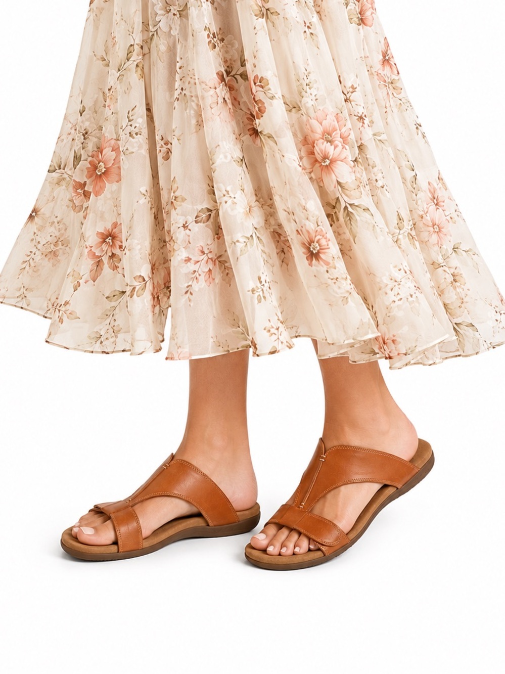Size 10 Taos Women’s Slide Show Caramel Leather Orthotic Support Sandals